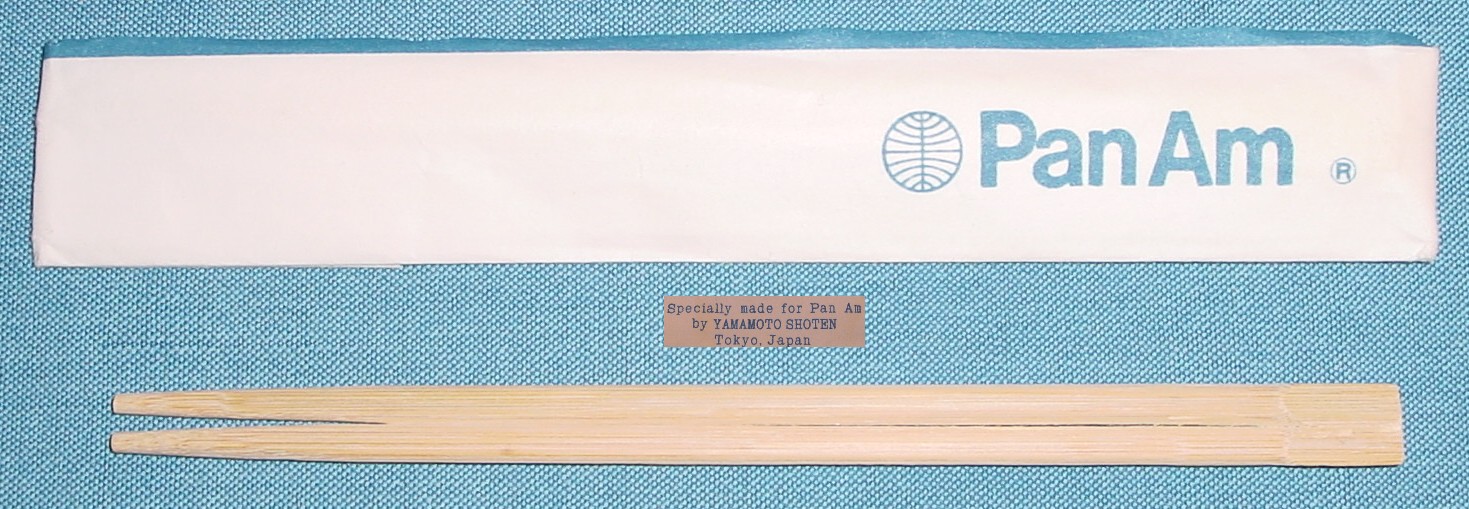 Pan Am in-flight chop sticks from the early 1970s in the Helvetica style.